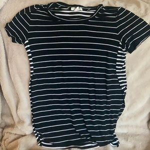 Lovr, Fire side slit black & white striped tee